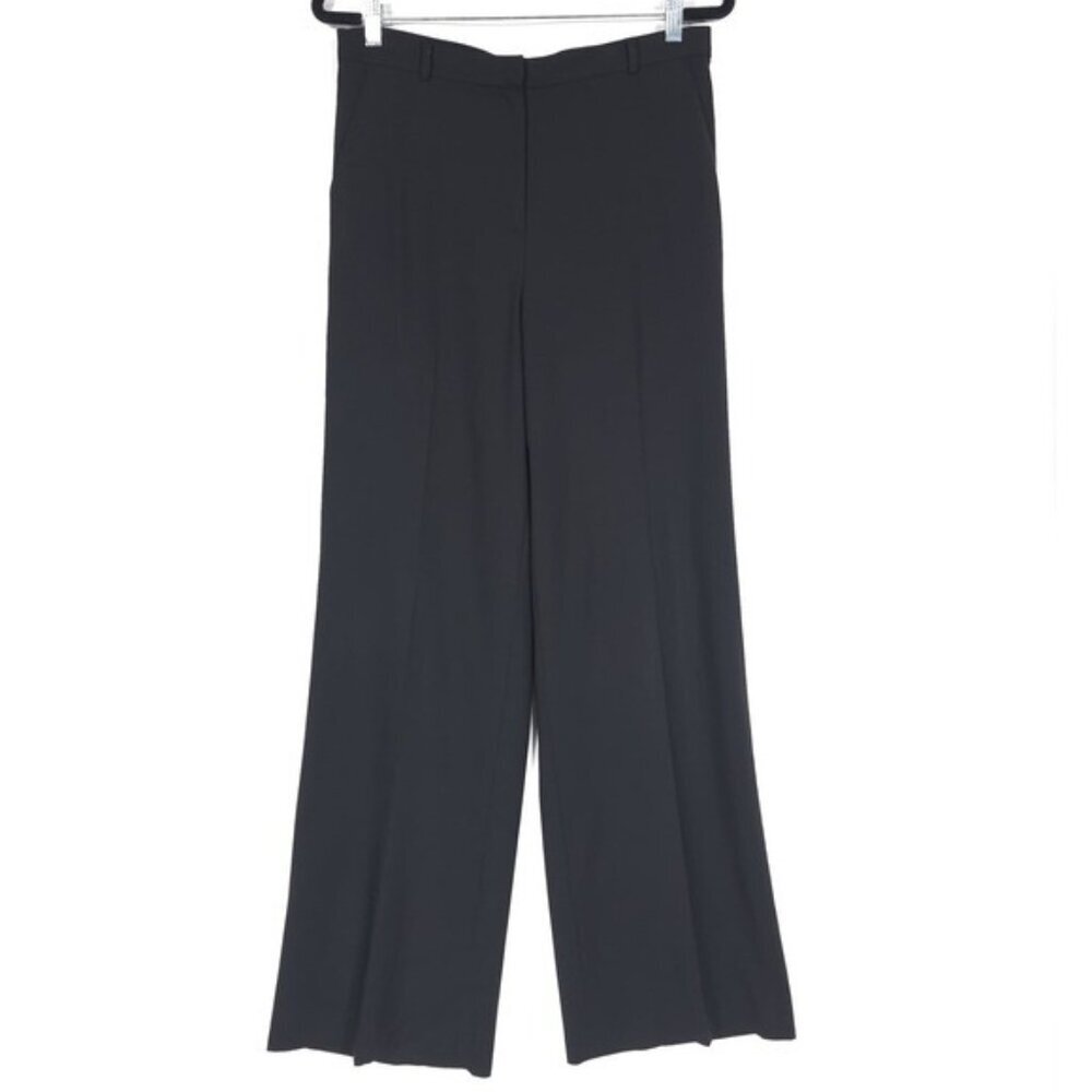 BROOKS BROTHERS Women's Pants‎ 10 WOOL Black Wide Leg Tuxedo Side Stripe STRETCH